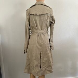 Vintage Trench Coat Long Jacket Classic Tan Khaki Womens Size Medium Classic 90s